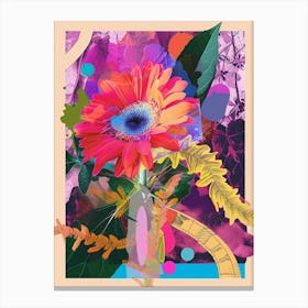 Gerbera Daisy 1 Neon Flower Collage Canvas Print