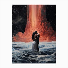 Cosmic couple standing under the universe 1 Canvas Print