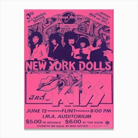 New York Dolls & Kiss 1974 Poster For I Canvas Print