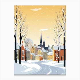 Retro Winter Illustration Oxford United Kingdom 3 Canvas Print