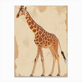 Storybook Style Illustration Of A Giraffe 1 Canvas Print