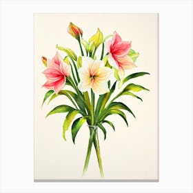 Amaryllis Vintage Flowers Flower Canvas Print