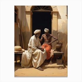 Two Men Talking Canvas Print