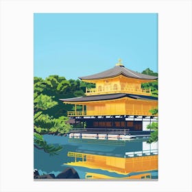 Kinkaku Ji Golden Pavilion Kyoto 3 Colourful Illustration Canvas Print