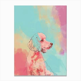 Poodle Dog Pastel Line Watercolour Illustration  4 Canvas Print