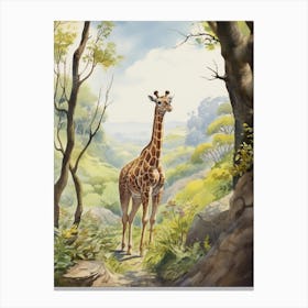 Storybook Animal Watercolour Giraffe 1 Canvas Print