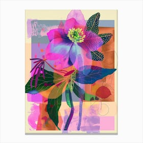 Hellebore 3 Neon Flower Collage Canvas Print