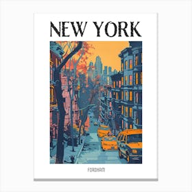 Fordham New York Colourful Silkscreen Illustration 1 Poster Canvas Print