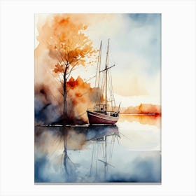 Watercolor Of A Sailboat Canvas Print