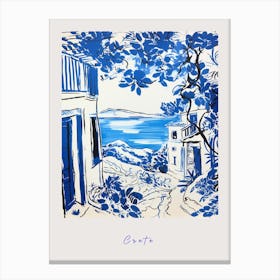 Crete Greece 4 Mediterranean Blue Drawing Poster Canvas Print