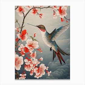 Hummingbird Animal Drawing In The Style Of Ukiyo E 1 Canvas Print