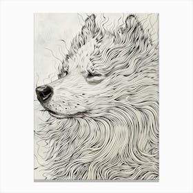 Dog In The Wind Line Sketch 2 Canvas Print