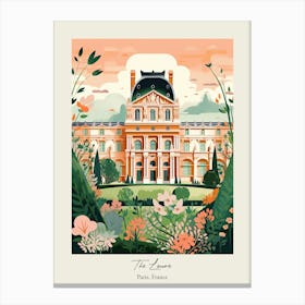 The Louvre   Paris, France   Cute Botanical Illustration Travel 0 Poster Canvas Print