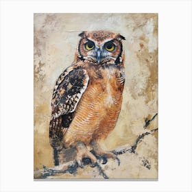 African Wood Owl Japanese Painting 8 Canvas Print