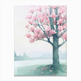 Magnolia Tree Atmospheric Watercolour Painting 4 Canvas Print