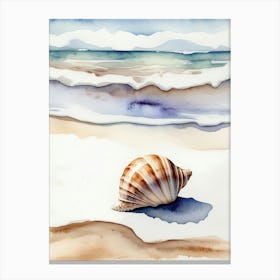 Seashell on the beach, watercolor painting 7 Canvas Print