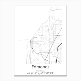 Edmonds,United States Minimalist Map Canvas Print