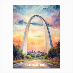 Gateway Arch National Park Watercolor Painting Canvas Print