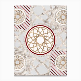 Geometric Abstract Glyph in Festive Gold Silver and Red n.0069 Canvas Print