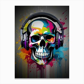 Skull With Headphones 87 Canvas Print