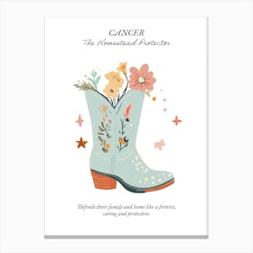 Cancer Cowboy Boots Zodiac Preppy Western Cowgirl Canvas Print