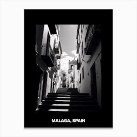 Poster Of Malaga, Spain, Mediterranean Black And White Photography Analogue 3 Canvas Print