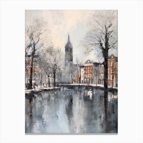 Winter City Park Painting Westerpark Amsterdam Netherlands 4 Canvas Print