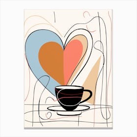 Abstract Coffee Heart Line Illustration Canvas Print