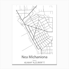 Nea Michaniona,Greece Minimalist Map Canvas Print