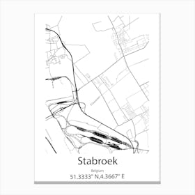 Stabroek,Belgium Minimalist Map Canvas Print