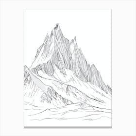 Mount Logan Canada Line Drawing 2 Canvas Print