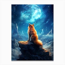 Fox In The Moonlight 4 Canvas Print