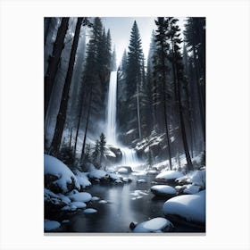 Winter waterfall #3 - Oil Painting Canvas Print