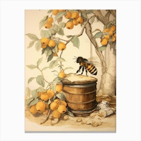 Storybook Animal Watercolour Honey Bee 1 Canvas Print