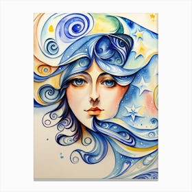 Watercolor Of A Woman 1 Canvas Print