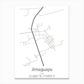 Jimaguayu,Cuba Minimalist Map Canvas Print