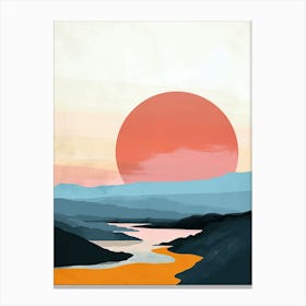 Sunset In The Desert, Minimalism 2 Canvas Print