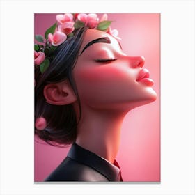 Portrait Of A Girl With Flowers Canvas Print