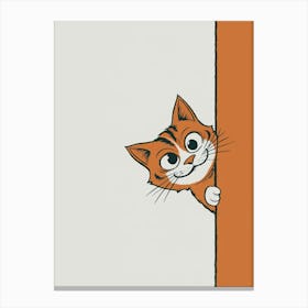 Cat Peeking Out Of The Corner 2 Canvas Print