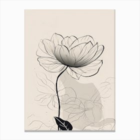 Line Art Lotus Flowers Illustration Neutral 20 Canvas Print