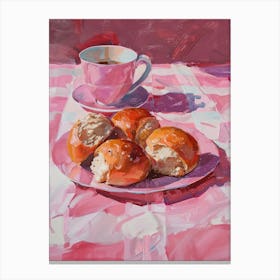 Pink Breakfast Food Hot Cross Buns 1 Canvas Print
