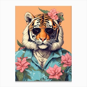 Tiger Illustrations Wearing A Hawaiian Shirt 2 Canvas Print