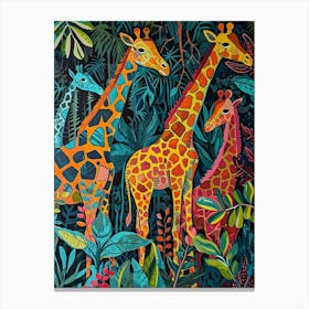 Geometric Giraffe In The Leaves 4 Canvas Print