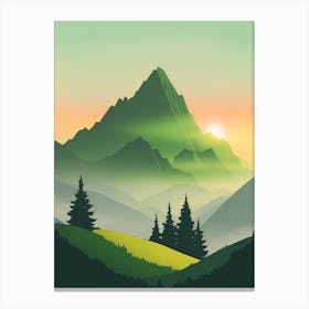 Misty Mountains Vertical Composition In Green Tone 107 Canvas Print