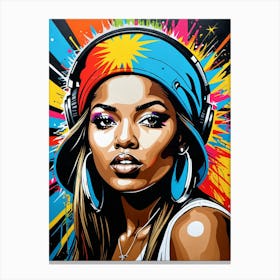 Graffiti Mural Of Beautiful Hip Hop Girl 30 Canvas Print