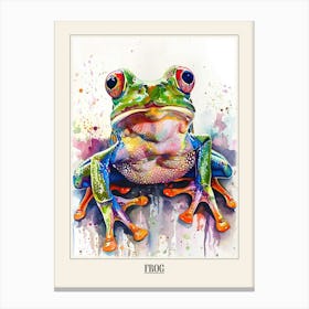 Frog Colourful Watercolour 3 Poster Canvas Print