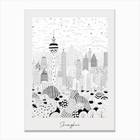 Poster Of Shanghai, Illustration In The Style Of Pop Art 4 Canvas Print