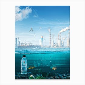 Concept Art Depicting The Contrast Between A Pristine Ocean And A Smog Filled Industrial Landscape Canvas Print