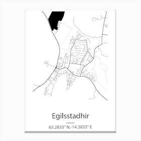 Egilsstadhir,Iceland Minimalist Map Canvas Print