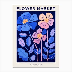 Blue Flower Market Poster Portulaca 3 Canvas Print